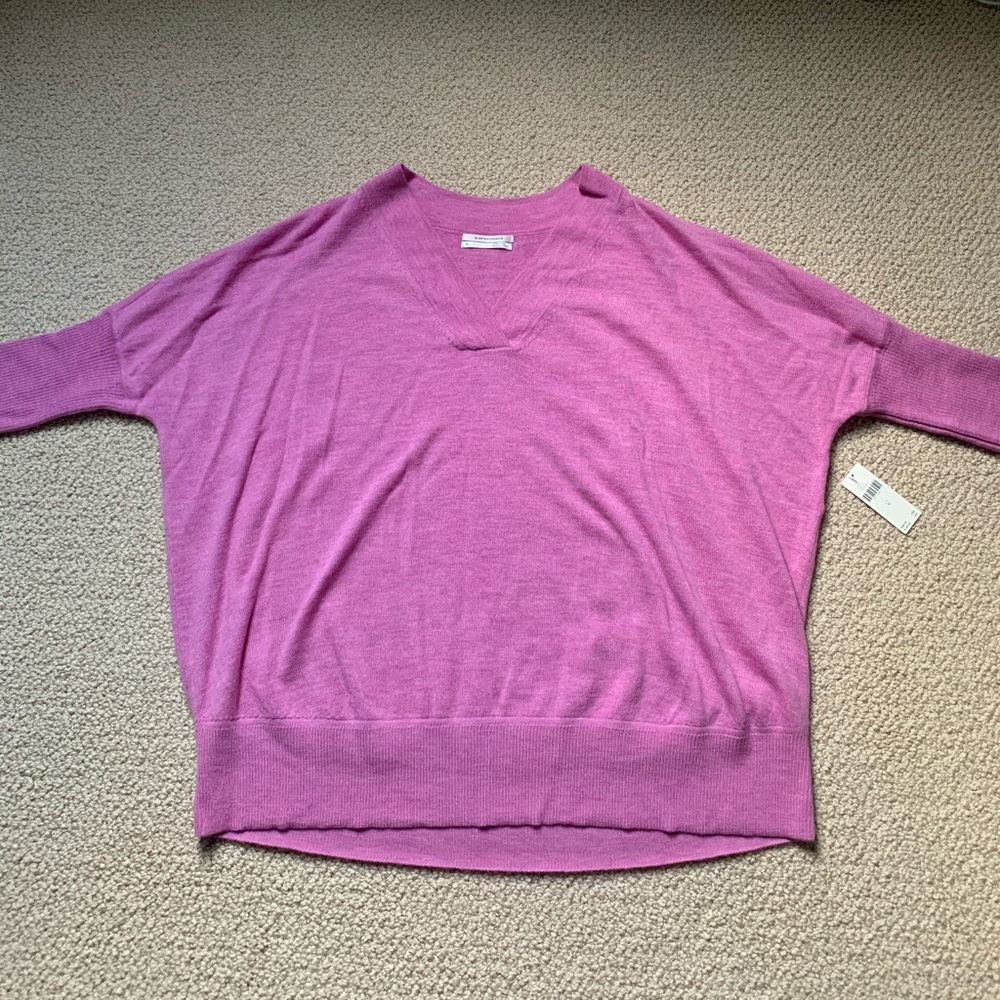 Anthropologie short sleeve pink pullover sweater